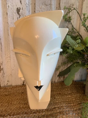 $100 • Buy Vintage Retro Art Deco Mannequin Bust Head Ivory Black New Wave Sculpture