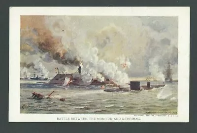 1907 Post Card Jamestown Expo 1907 Battle Between Monitor & Merrimac • $16.56