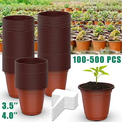 Max 500 PCS Plastic Plant Flower Pot Nursery Seedlings Pot Container 3.5''/4.0'' • $60.95