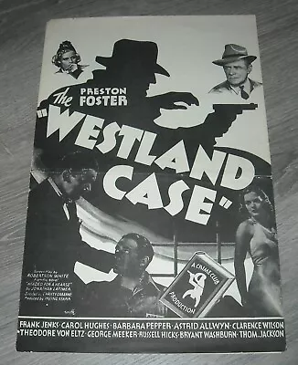 The WESTLAND CASE PROMO MOVIE PRESSBOOK 1937 PRESTON FOSTER CAROL HUGHES • $9.99