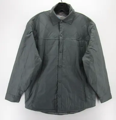 Cabelas Jacket Men Medium Blue Quilted Coat Flannel Lined Snap Down Outdoor Work • $31.14