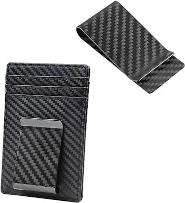 Money Clip Front Pocket Wallet Slim Carbon Fiber Wallet RFID Blocking Practical • $13.99