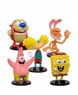 $6.29 • Buy Nickelodeon Mini Figures Hey Arnold Ren Stimpy Sponge Bob Toy Or Cake Topper NEW