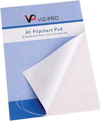 VIZ-PRO Standard Easel Pads A1 Flipchart Paper Pad 841 X 594mm 25-Sheets/Pad • £16.90