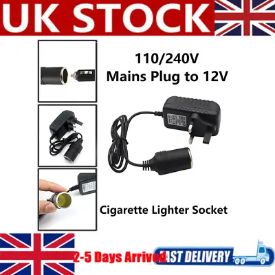 UK 240V Mains Plug To 12V Socket Adapter Car Cigarette Lighter Power Converter • £6.95