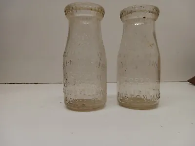 Vintage Antique Pair Embossed Milk 1/2 Pint Bottle Bellows Falls Creamery VT • $24.99