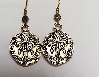 Vintage Fleur De Lis Earrings 925 Goldtone Pierced Ears Jewelry • $19.99