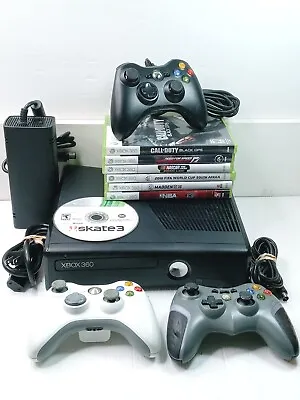 Microsoft Xbox 360 Slim Console  Controller's & 7 Video Games Lot / Working • $135.99