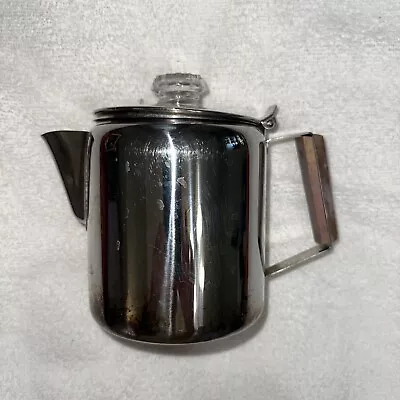 Vintage  Camping Coffee Pot Percolator Stainless Steel 3 Cup Beautiful!! 7” • $18