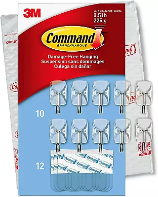 Command Small Clear Wire Value Pack 10 Hooks And 12 Strips CL067-10NA • $32.37