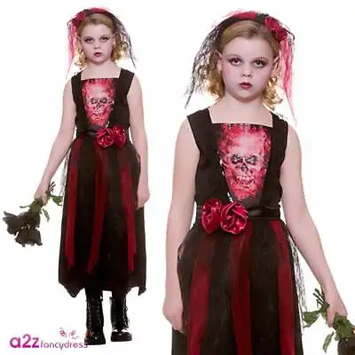 Kids Bride Of The Dead Costume Book Day Zombie Halloween Fancy Dress 5-13 Years • £9.95