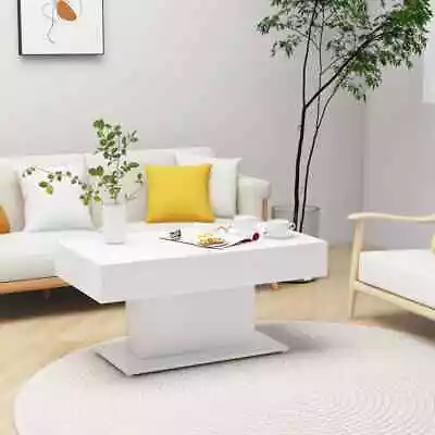 Elegant White Coffee Table Durable Engineered Wood Sturdy Modern Home Furniture • $93.85