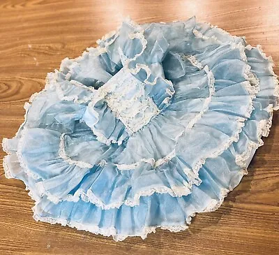 Vintage Toddler Girls 5 Baby Blue Ruffle Pageant Full Circle Dress BELL Cupcake • $250