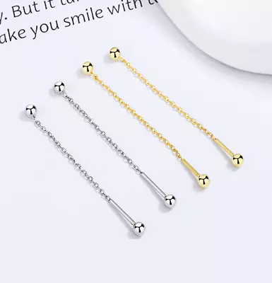 Women Girl Silver Gold Ball Chain Screwback Threader Stud Chain Earrings TH4 • $4.95