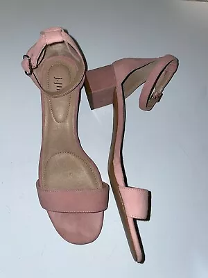 J Jill Ankle Strap Open Toe Womens Block Heel Nubuck Pink Sandals Shoes Size 8 • $16.75