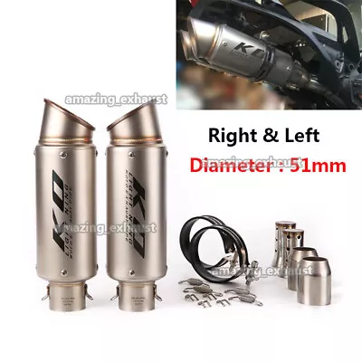 38-51mm Universal Exhaust System Tips Muffler Pipe Motorcycle Escape Dual-outlet • $115