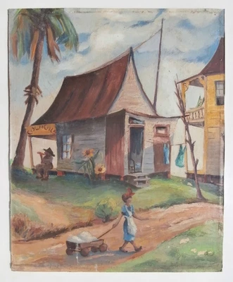 $499 • Buy St. Augustine Florida Artist Evelyn Weatherby WPA Southern Black People Painting