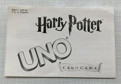 Uno Harry Potter Card Game Instruction Manual ONLY - NO CARD GAME 2000 • $3