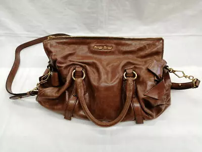 Miumiu Brn/Rt0365/Vitello Lux/Corner Thread 2Way Shoulder Bag • $206