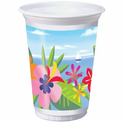 $4.59 • Buy Lush Luau 16 Oz Plastic Cups 8 Pack Tableware Decorations Luau Hawaiian Supplies