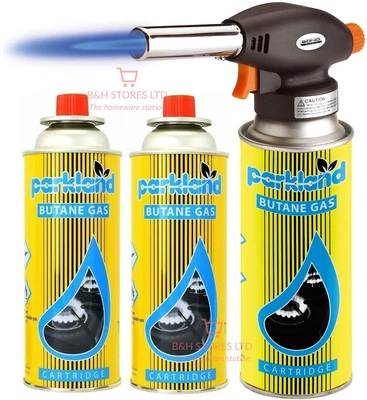 £10.95 • Buy Butane Gas With Blow Torch Flamethrower Burner Welding Auto Ignition Camping Set
