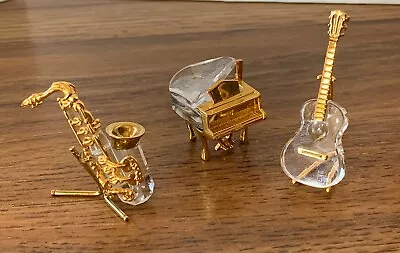 Miniature Detailed Crystal Musical Instruments Piano Guitar & Saxophone W Stands • $9.50