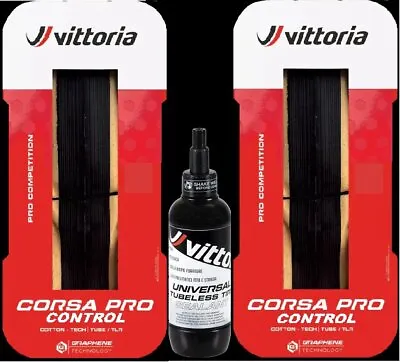 Vittoria Corsa PRO CONTROL TLR Clincher With FREE SEALANT Option / 2 For $159.42 • $83.90