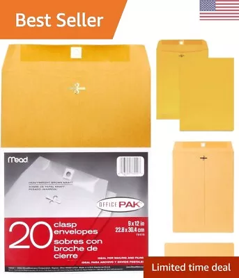 All-Purpose Clasp Closure Envelopes - 9  X 12  - Brown Kraft - 20 Per Box • $16.99