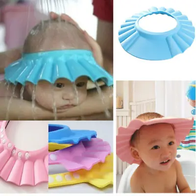 £2.99 • Buy Baby Shower Cap Shield Waterproof Bath Hat Adjustable Kids Shampoo Hair Wash