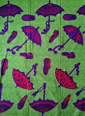 GREEN PURPLE RED African Print Fabric Quality Ankara/Kitenge. Sold By The Yard. • £7.10