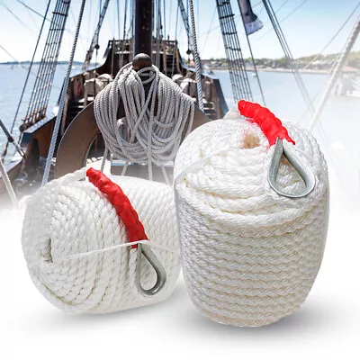 3/4 Inch 200FT Braid Anchor Rope Boat Dock Line Marine Mooring Rope With Thimble • $79.59