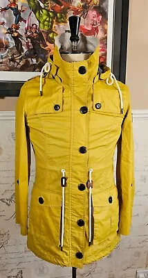 Quba & Co Showerproof Rain Coat/Jacket Women's UK 10/12 Yellow Hooded Sailing • £22.49