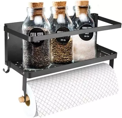 Magnetic Fridge Organizer Magnetic Spice Rack With Paper Towel Holder And 2 Mo • £23.95