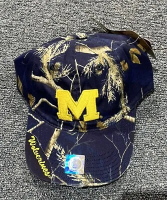 New Blue Camo Real Tree Michigan Wolverines Adjustable Strapback Cap W/Buckle • $15.99