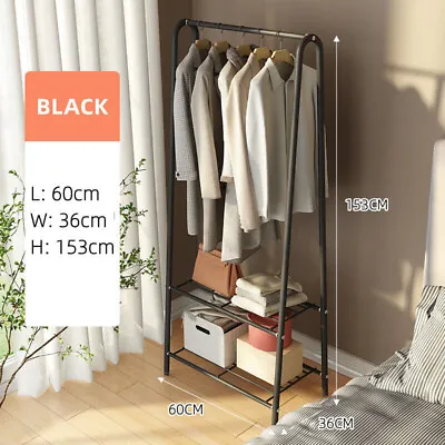 Heavy Duty Metal Double Rail Clothes Garment Hanging Rack Shelf Display Stand • £10.29