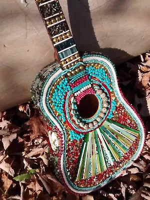 $255 • Buy Mexican Fan Guitar, Mosaic Wall, Art Stained Glass Handcrafted 