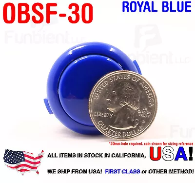 Sanwa Denshi Original OBSF-30 ROYAL BLUE Push Button JAMMA Guitar Kill Switch  • $3.50