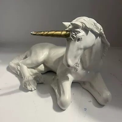 Universal Statuary #053 ~ 14  White Unicorn Statue Figurine ~ Vintage 1981 ~ USA • $35