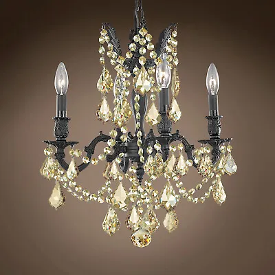 Versailles 4 Light 17  Dark Bronze Chandelier With Golden Teak European Crystals • $789