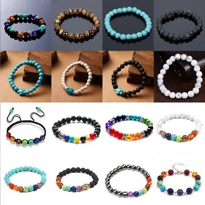 7 Chakra Healing Bead Bracelet Natural Lava Stone Diffuser Buddha Charm Jewelry • £3.54