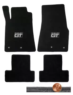 2013 2014 Black 4pc Front & Rear Velourtex Floor Mats - Silver Shelby GT Logos • $180.99