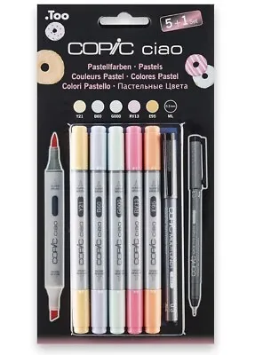 Copic Ciao 5+1 Pastels Set Twin Tipped Markers Plus 0.3 Fineliner For Manga Art • £11.99
