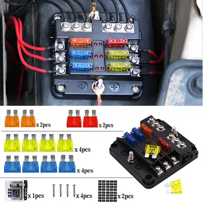 6-Way Car Marine Waterproof Fuse Box Block Holder With LED Indicator For 12V/24V • $7.95