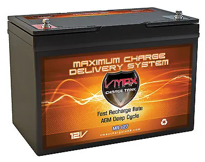 VMAX MR127-100 12V 100Ah AGM Marine Battery MinnKota Endura Max 45lbTrolling Mtr • $239.93