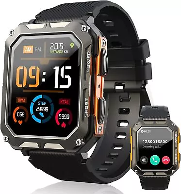 Military Smart Watch For Men Blood Pressure Heart Rate Monitor Fitness Tracker • £35.99