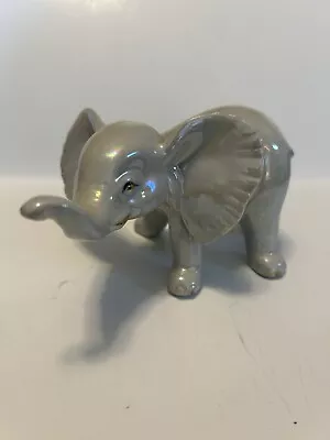 Vintage Iridescent Ceramic Elephant. 3.5. Inches High By 7 Inches Long  • $8