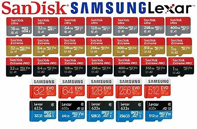 Micro SD Card SanDisk 128GB 32GB 64GB 16G 256G 512G 1TB Ultra Extreme Pro Memory • $38.96