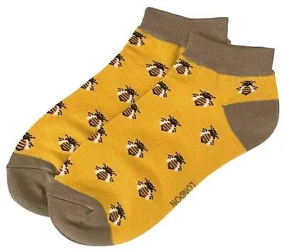 Trainer Socks Ladies Bee Trainer Liners Bumble Bee Mustard Yellow Bamboo Cotton  • £6.79