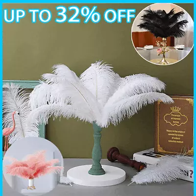 10pcs Large Long Ostrich Feathers Millinery Fascinator Hat Trimmings Craft Decor • £5.23