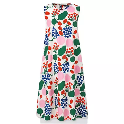 MARIMEKKO X UNIQLO A-Line FRUITS Midi Dress 100% Cotton Size S /8  Pockets • $48.26